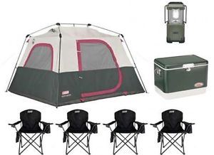 Coleman 6 Person Camping Instant Tent w/ 4 Chairs + Cooler + Lantern