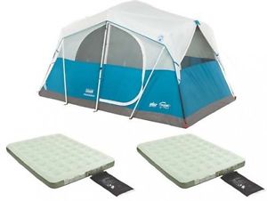 Coleman Echo Lake 6 Person Fast Pitch Cabin Tent w/ Air Mattresses
