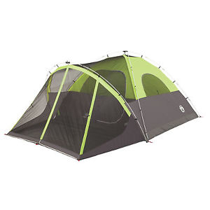 Coleman 6 Person Camping Tent Outdoor Family Cabin Pitch Dome With Screenroom