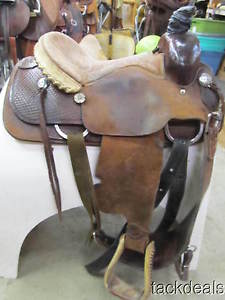 Paul Ammerman Roper Roping Saddle 14 1/2" Used Wide Back Cinch