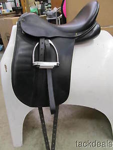 Custom Saddlery Dressage Saddle 17 1/2" W Used w/Fittings Included
