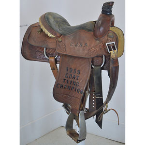 Used 14" Court's Team Roping Trophy Saddle Code: U14COURTS99TRCB
