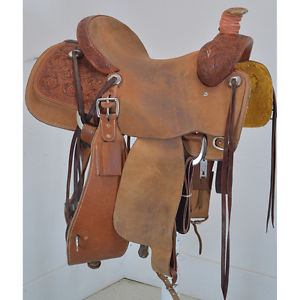 Used 15.5" Stout Saddles Ranch Roping Saddle Code: C155STOUTAR14FL