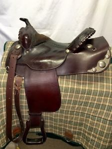 Circle Y Western Show Saddle 15" Fancy Silver & Tooled Leather FREE BreastCollar