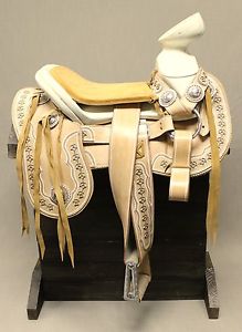 15" 16" MEXICAN CHARRO HORSE RIDING LEATHER SADDLE MATCHING TACK