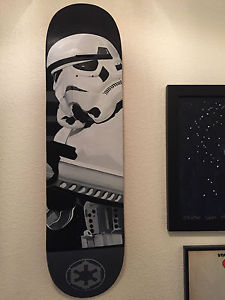 Original hand painted acrylic on wood STORMTROOPER STAR WARS Skateboard deck