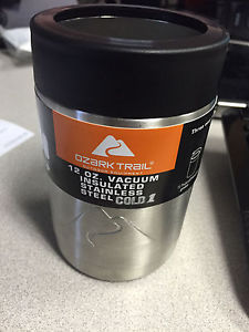 OZARK TRAIL 12OZ CAN KOOZIE BLACK STAINLESS STEEL VACUUM INSULATED NEW Cold 1