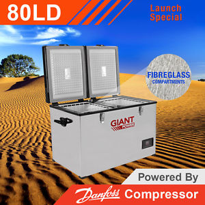 Giant Power 80L Fibreglass Dual Door Portable Fridge/Freezer REFURBISHED