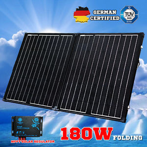 12V 180W Folding Solar Panel Black Silicon MEGAVOLT Mono MPPT Power Charging ...
