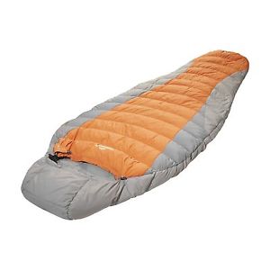 Kathmandu Comet Water Repellent Mummy Sleeping Down Bag v2 Grey Orange
