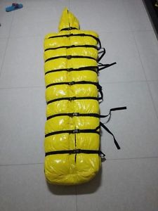 Shiny nylon bondage sleeping bag closed mummy down sleeping bags wet-look yellow