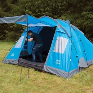Elm 4 Vivid Blue - 4 Person Family Tent with Two Bedrooms Camping Outdoor Hiking