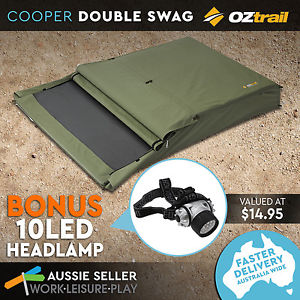 OZtrail Cooper Double Canvas Envelope Style Swag Awning Camping Outdoors