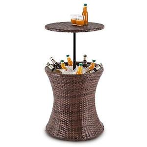 BLUMFELDT GARTENTISCH GARTENKÜHLER FLASCHENKÜHLER POLYRATTAN BICOLOR BRAUN Ø50CM