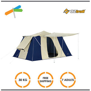 OZtrail 7 Tourer Twin Canvas Tent Camping Outdoor Picnic