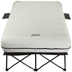 Coleman Queen Airbed Cot with Side Tables With Pump Camping Hiking Sleeping