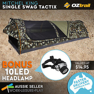 Oztrail Mitchell Single Swag Tactix 90x210x70cm