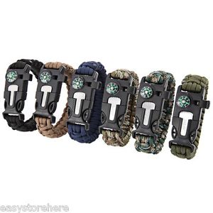 Inlife Multifuctional Survival Paracord Bracelet with Scraper Whistle Compass