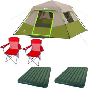 Ozark Trail 6 Person  Tent with 2 Chairs and 2 Airbed Mattresses Value Bundle
