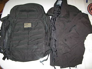 Set 2 Men's 5.11 Tactical Series Nylon Backpack MOLLE & Black Rain Jacket Sz L