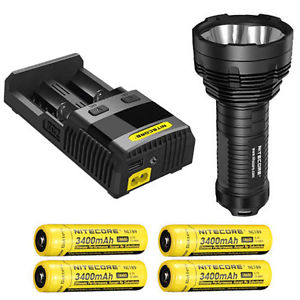 Nitecore TM16GT Flashlight, XP-L HI V3 LED w/SC2 Charger & 4x NL189 Batteries