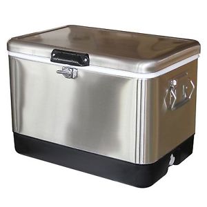 Durable Stainless Steel Cooler 54qt Outdoor Stain Resistant No Tilt Draining