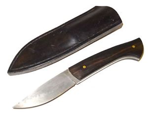 Damastmesser Damast Messer mit Griff aus Holz und Lederscheide, selten