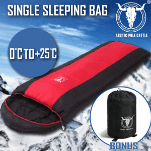 Outdoor Camping Envelope Sleeping Bag Thermal Tent Hiking Winter Single 0°C Red