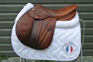 Premium Butet 18" Jumping Saddle Flat Seat 4.5" Tree 2.25 flap Calfskin LOVELY!!