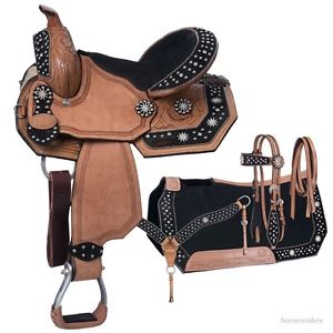 11 Inch Pony Western Saddle Pkg - High Noon - Black - Roughout - 4 Pieces
