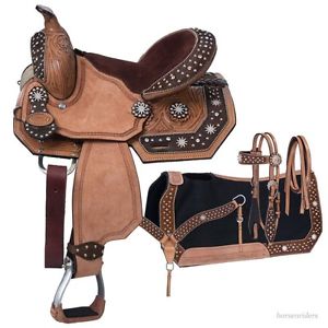 11 Inch Pony Western Saddle Pkg - High Noon - Brown - Roughout - 4 Pieces