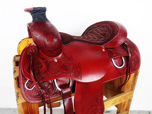 17" MEXICAN CHARRO STYLE WADE ROPING RANCH WESTERN LEATHER TOOLED HORSE SADDLE