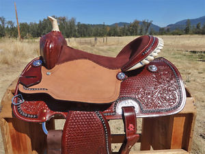 17" ROUGH OUT LEATHER WESTERN COWBOY BARREL RACING TRAIL HORSE SADDLE TACK