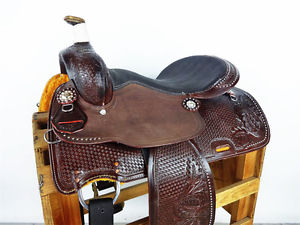 16" TOOLED WESTERN PLEASURE TRAIL COWBOY RANCH HORSE LEATHER SADDLE TACK