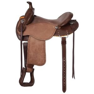 Tough-1 Saddle Brisbane Roughout Trail With Horn 15" Dark Oil KS1725