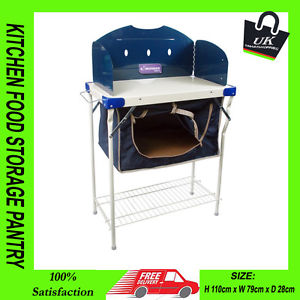 NEW CAMPING PORTABLE KITCHEN FOOD STORAGE PANTRY CUPBOARD BBQ & GAS STOVE STAND