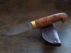 CUSTOMS Zlatoust Messer Outdoor / Jagdmesser Rostfreier Damast (D2+420HC) HRC-60