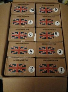 24 Hour Ration Packs x 10 Food MOD Army Camping Cadet Fishing 24hr Boxed New