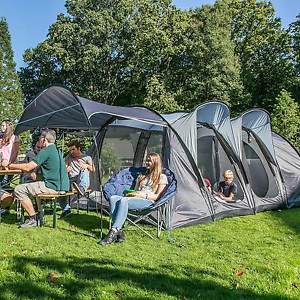 skandika Korgen 4 Man Family Tunnel Tent Sun Canopy Sewn-in Floor Grey New