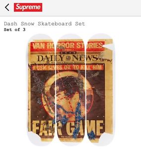 Supreme dash snow saddam 3x lot deck set fw16 artist skateboard skate box logo s