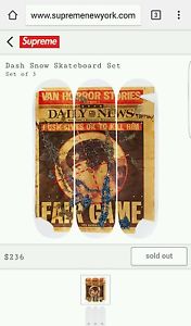 Supreme FW16 Dash Snow Skateboard Deck Set of 3 ORDER CONFIRMED bogo box logo