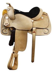 Showman Full Rough Out Leather Training Saddle w/Suede Leather Seat 16" 17" NEW