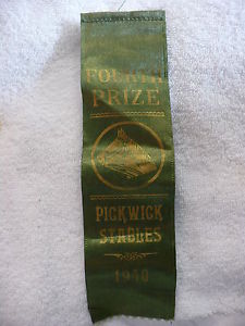 JK- VINTAGE FOURTH  PRIZE PICKWICK STABLES  HORSE SHOW GREEN RIBBON 1940