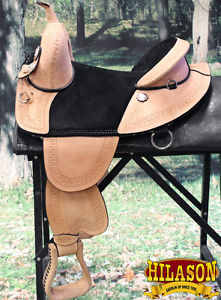 TW104BZA CLASSIC HILASON TREELESS WESTERN TRAIL BARREL RACING LEATHER SADDLE 15"