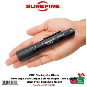 SureFire Backup, Black, 500 Lumens, Click-Type Switch LED Flashlight #EB2C-A-BK