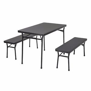 3 Piece Indoor/Outdoor Tailgate Set Folding Table/Chairs Football Party Black