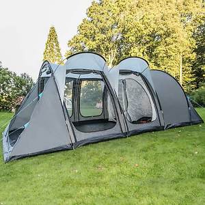 skandika Korgen 4 Personen Familien-Zelt Moskitonetze Sonnendach 21 kg grau NEU