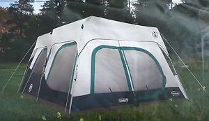 Coleman Instant 10 Person Tent with Rainfly 2 Rooms 4 Queen Air beds! BRAND NEW!
