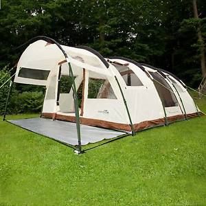 skandika Kairo 6 Personen Familienzelt Tunnel Moskitonetze beige 650x400 cm Neu