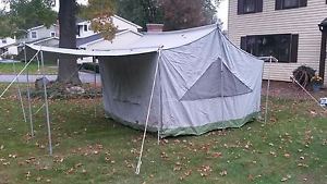 Vtg Eureka Coleman 10'x10' Canvas Family Cabin Tent w/Awning EUC FREE SHIP